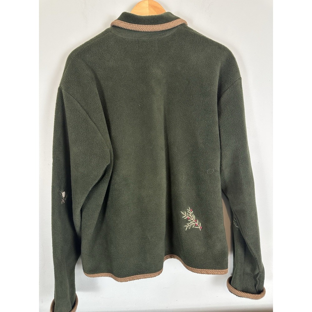 Christopher & Banks Fleece Jacket Women's L Green Embroidered Pine Tree Nature - Picture 2 of 6
